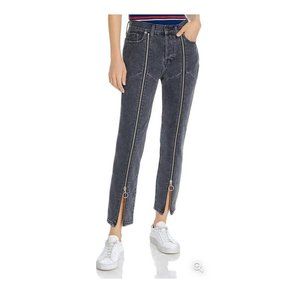 Pistola Nico High-Rise Zip Straight-Leg Jeans in Charcoal